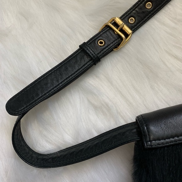 Cassin real rabbit fur black crossbody bag - Picture 3 of 8